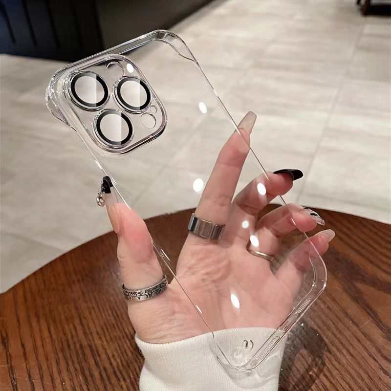 Frameless Full Clear Case with lens protector for iPhone 11 to 16 pro max