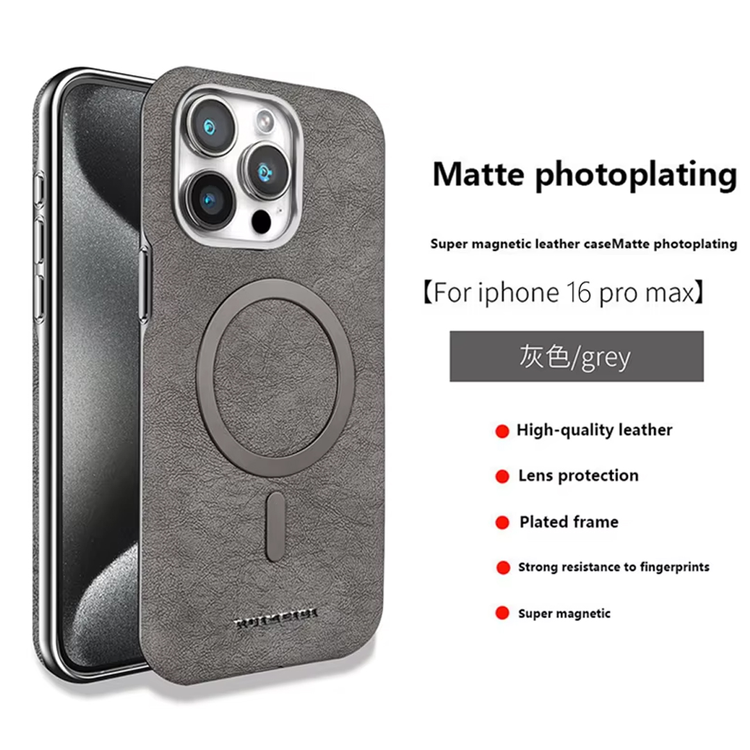 Luxury PU Leather Magnetic Electroplated Soft Frame Shockproof Cover for iPhone