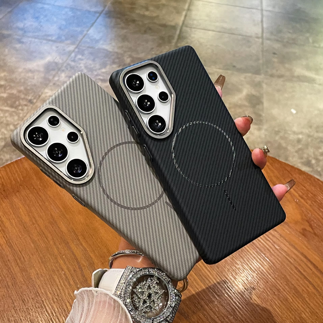 New Fine Grain Carbon Fiber Magnetic Suction Case for Samsung
